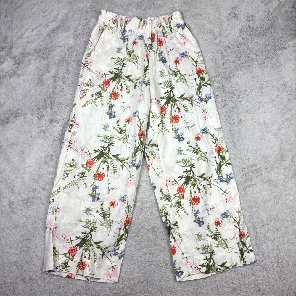 Jones Co. Women Floral Wide Leg Pants Loose Flowy Pull On Resort Vacation NWT Sm